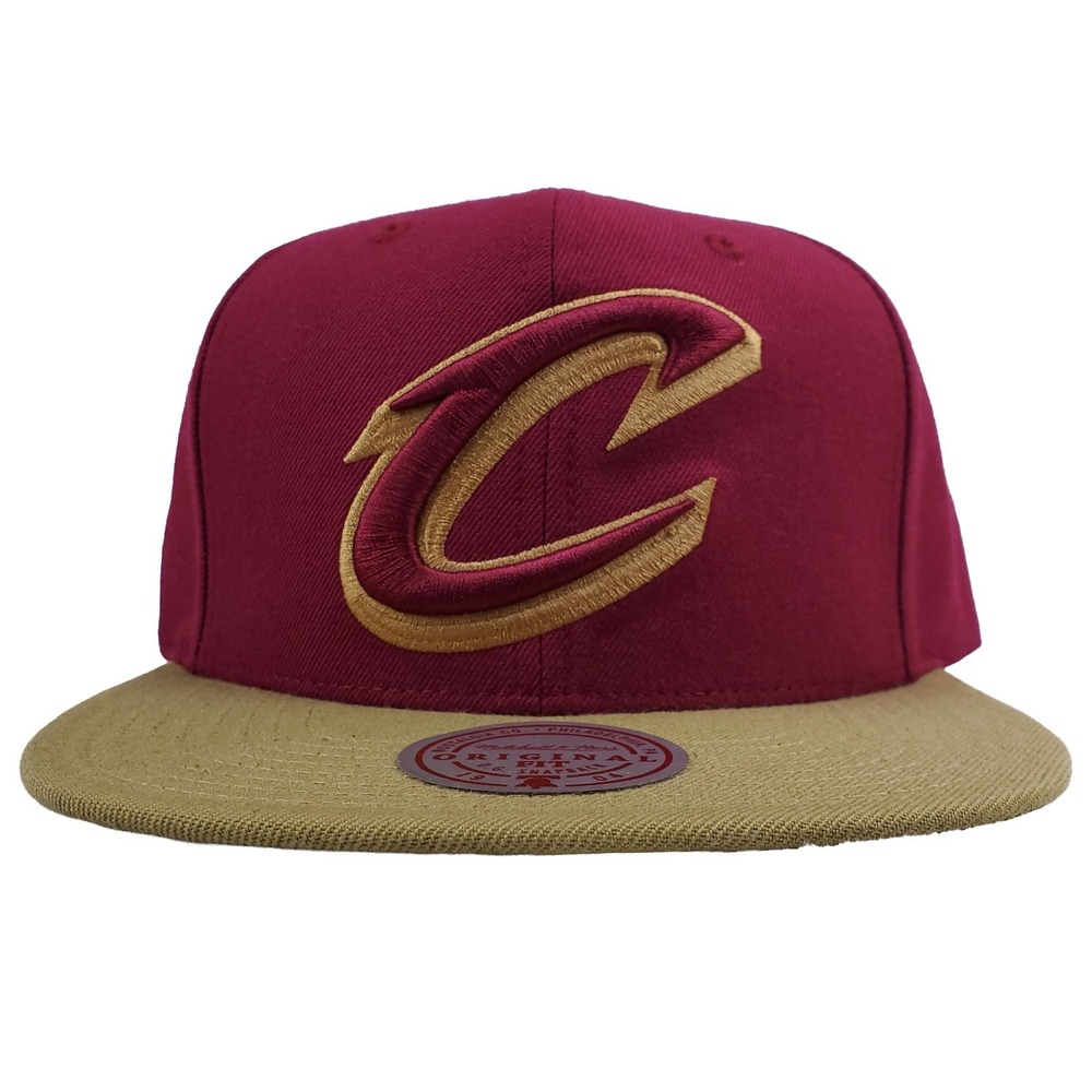Cleveland Cavs Mitchell‎ & Ness NBA Snapback Hat 3D Logo Maroon Gold NWT